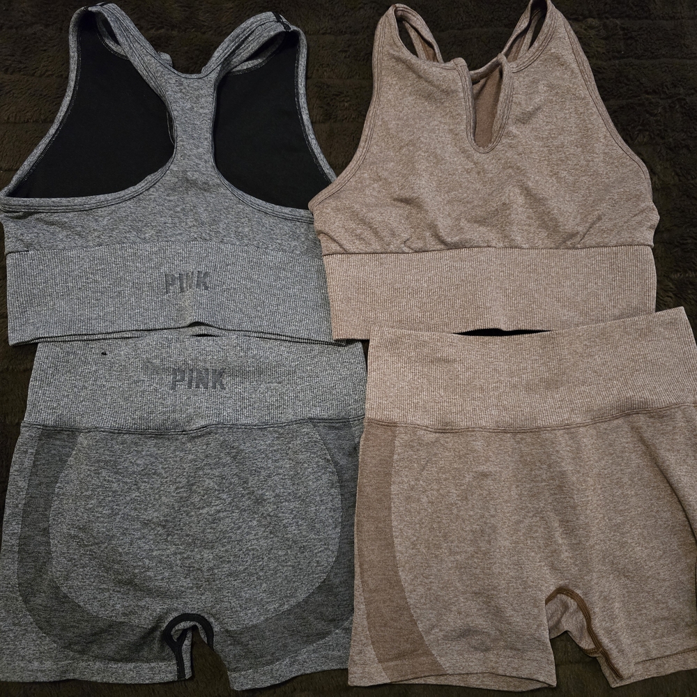 Pink By VS Seamless Active Wear Sports Bra And Shorts Set
